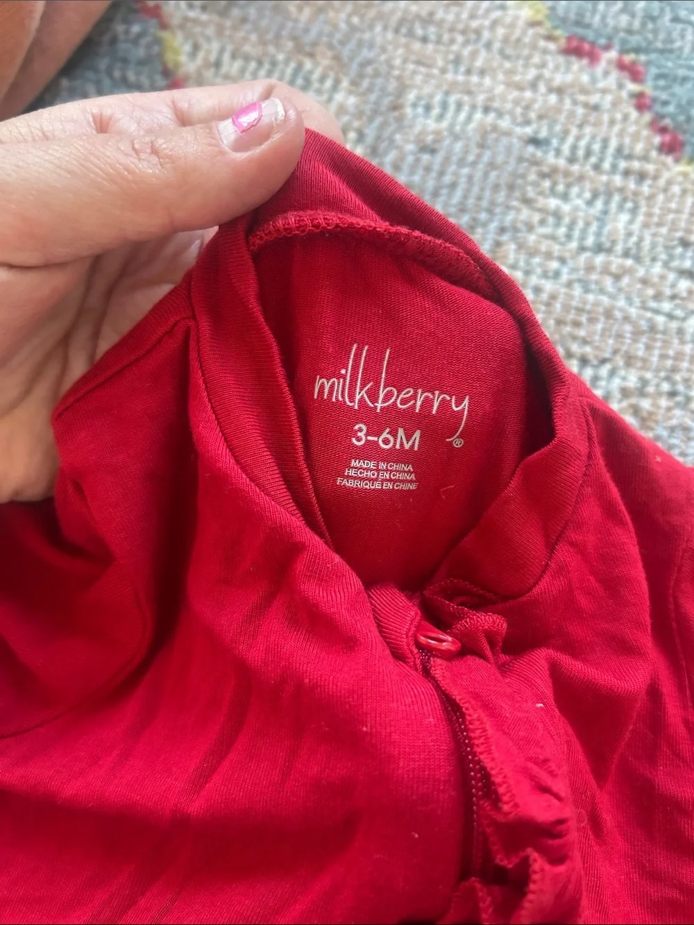 Milkberry Red Ruffle Front Kids One-Piece sleeper size 3-6 months bamboo